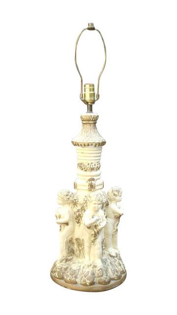 Consigned Gold Gilt White Italian Ceramic Putti Cherub Lamp Traditional Bases By Abby Essie Llc Houzz Consigned Gold Gilt White Italian, Vintage Cherub Lamps