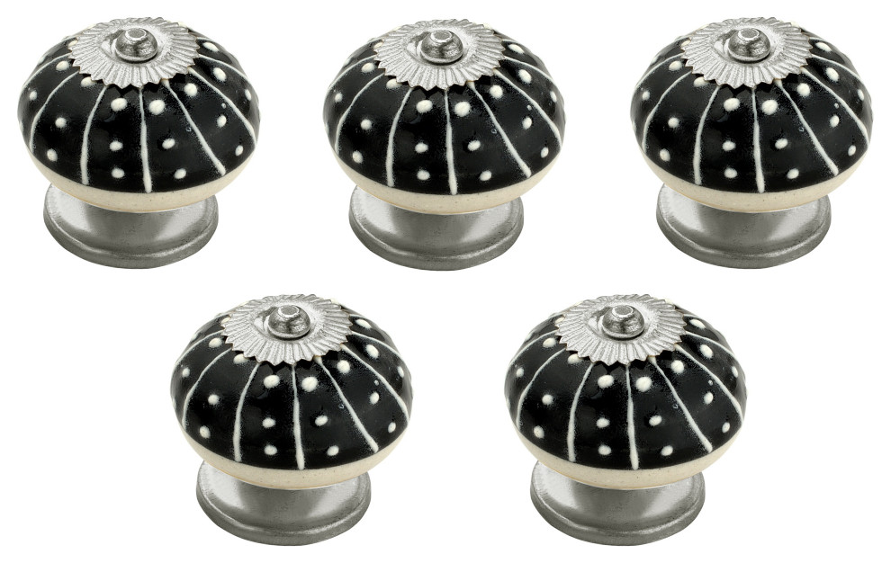 Intersection 13/5", 40mm, Black and White Knob, Pack of 5