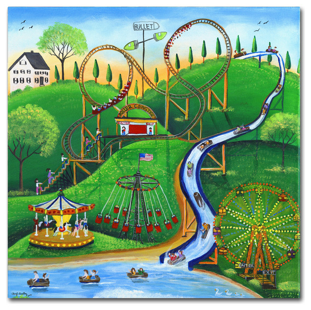 Cheryl Bartley 'Amusement Park Rides' Canvas Art - Contemporary