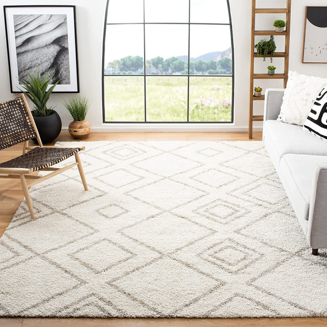 Contemporary Area Rug, Polypropylene With Unique Trellis Pattern, Ivory ...