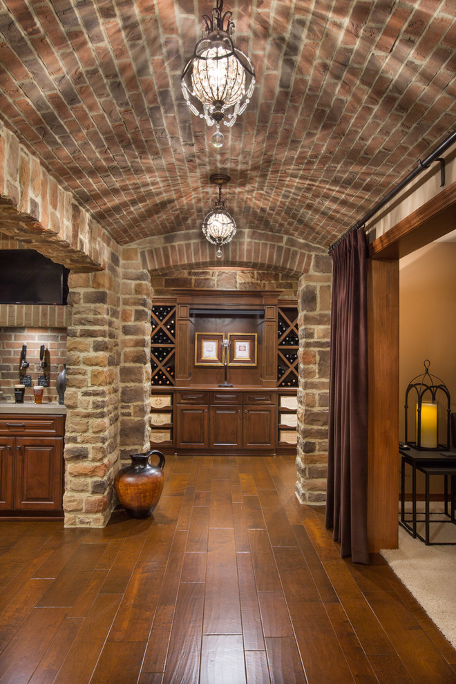 Inspiration for a rustic basement remodel in Columbus