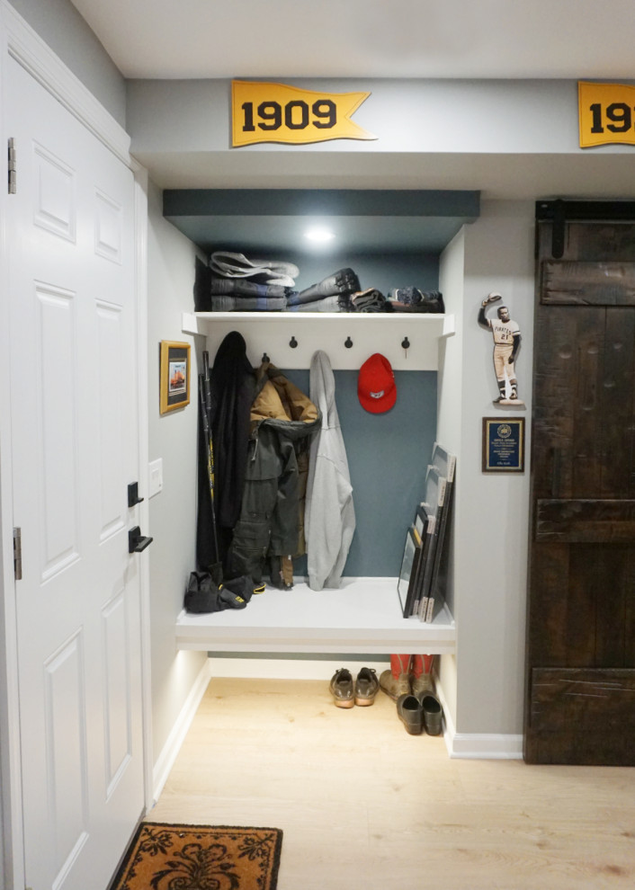 Basement - transitional vinyl floor basement idea