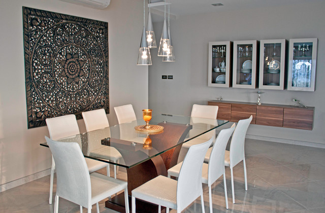 Dining Room Feature Wall - Mellieha Penthouse - Contemporary - Dining