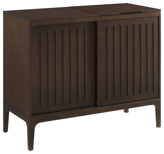 Asher Record Storage Media Console Dark Brown Transitional Media