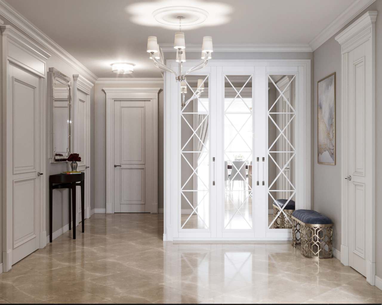 Коридор в проекте квартиры 120 кв.м в ЖК Мосфильмовский