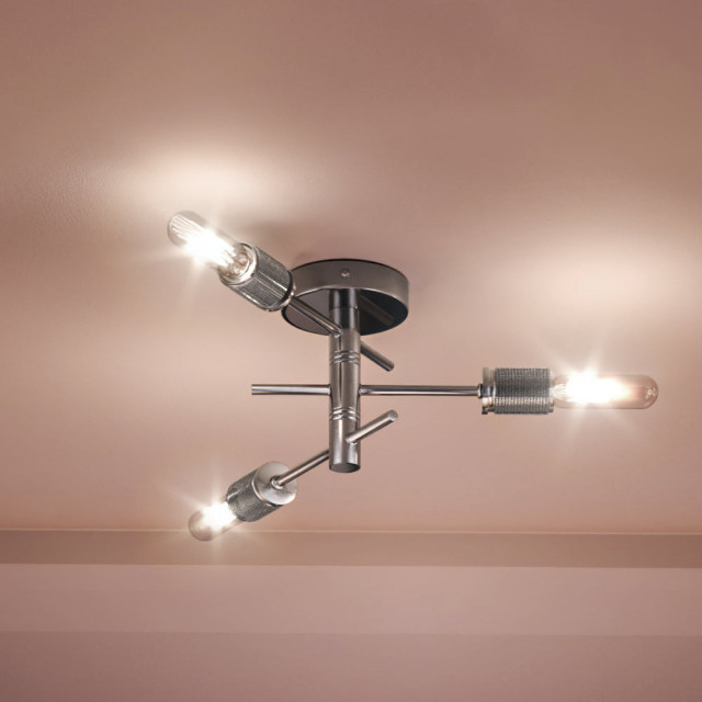 Luxury Mid Century Modern Ceiling Light, Satin Nickel, UEX2164