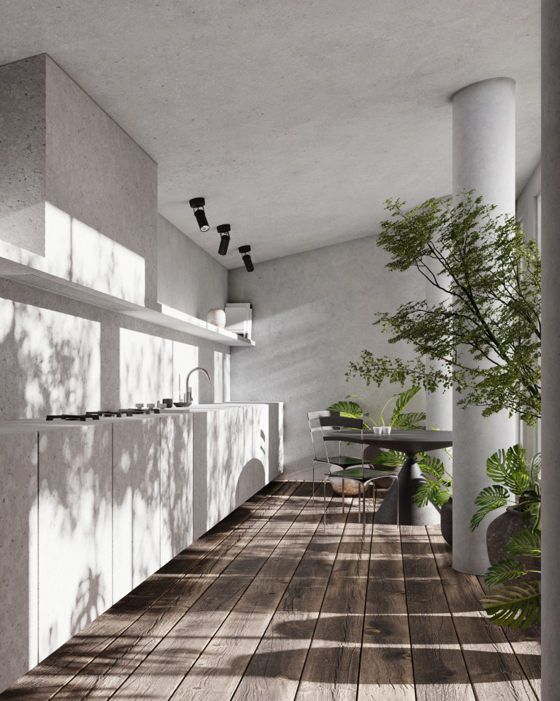 3d визуализация кухни в стиле минимализм