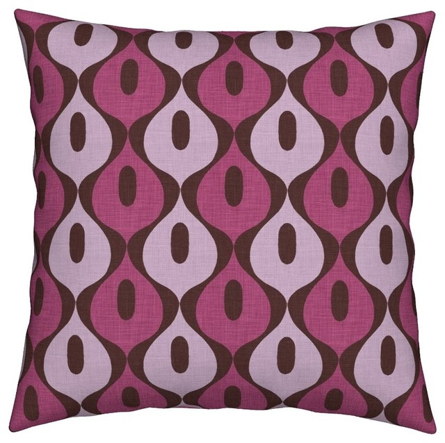 Purple Lilac Brown Linen Holli Zollinger Throw Pillow