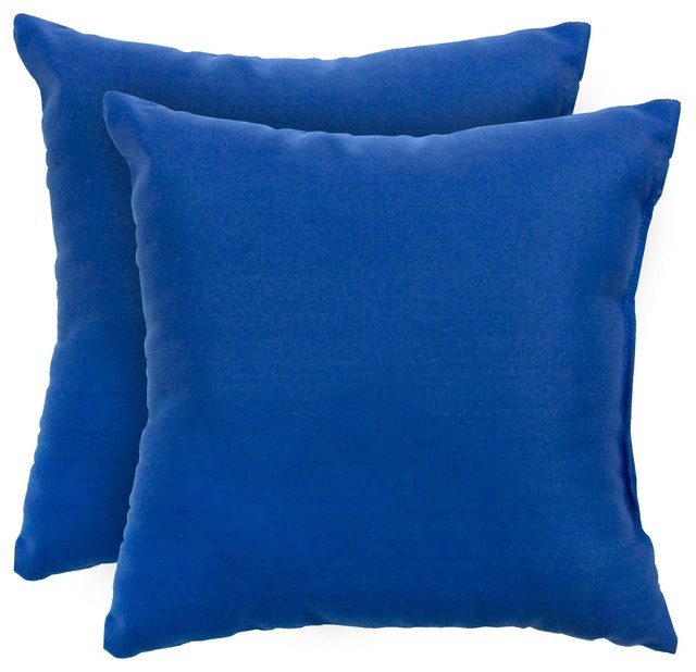 17-inch Outdoor Marine Blue Square Accent Pillow (Set of 2)