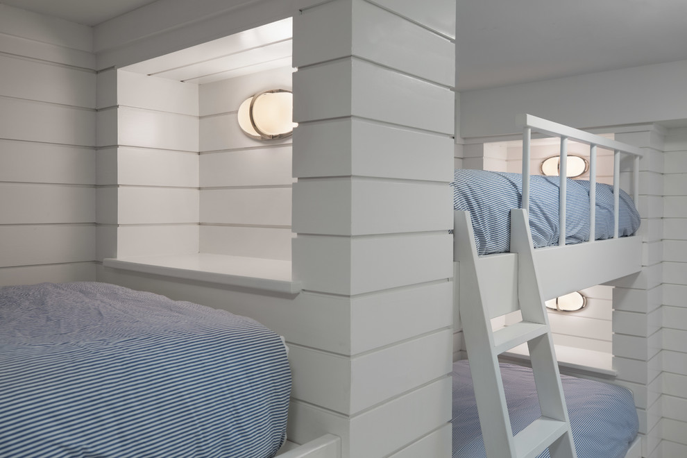 No Adults Allowed - Inspiration for a bedroom and mid-sized transitional gender-neutral carpeted and beige floor kids' bedroom remodel in Burlington with white walls