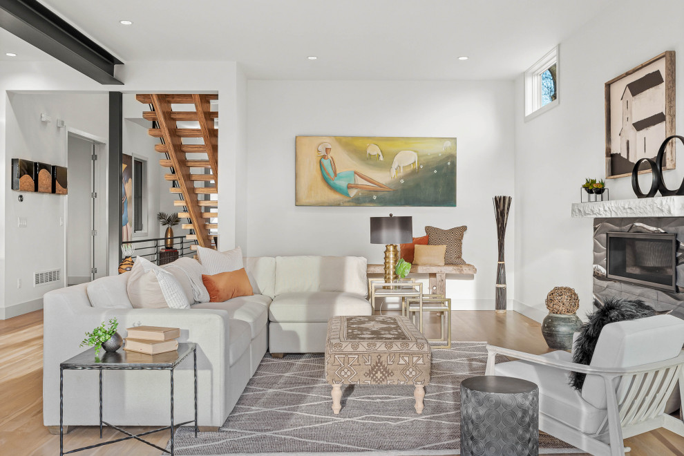 Design ideas for a contemporary family room in Denver.