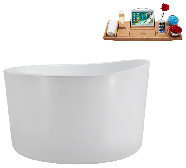 43" Streamline N3780GLD Soaking Freestanding Tub and Tray With Internal Drain