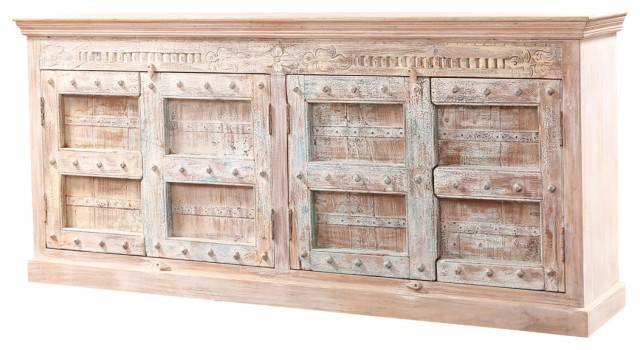 Indio Rustic Solid Wood Traditional 4 Door Sideboard Cabinet
