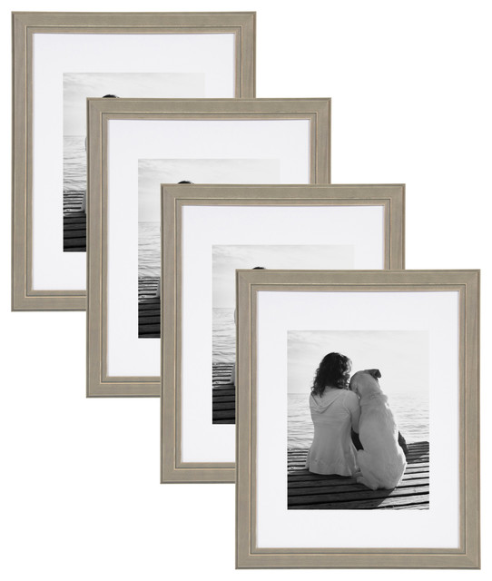 Kieva Solid Wood Picture Frame Set, Black 4x6, 11x14 Matted to 8x10