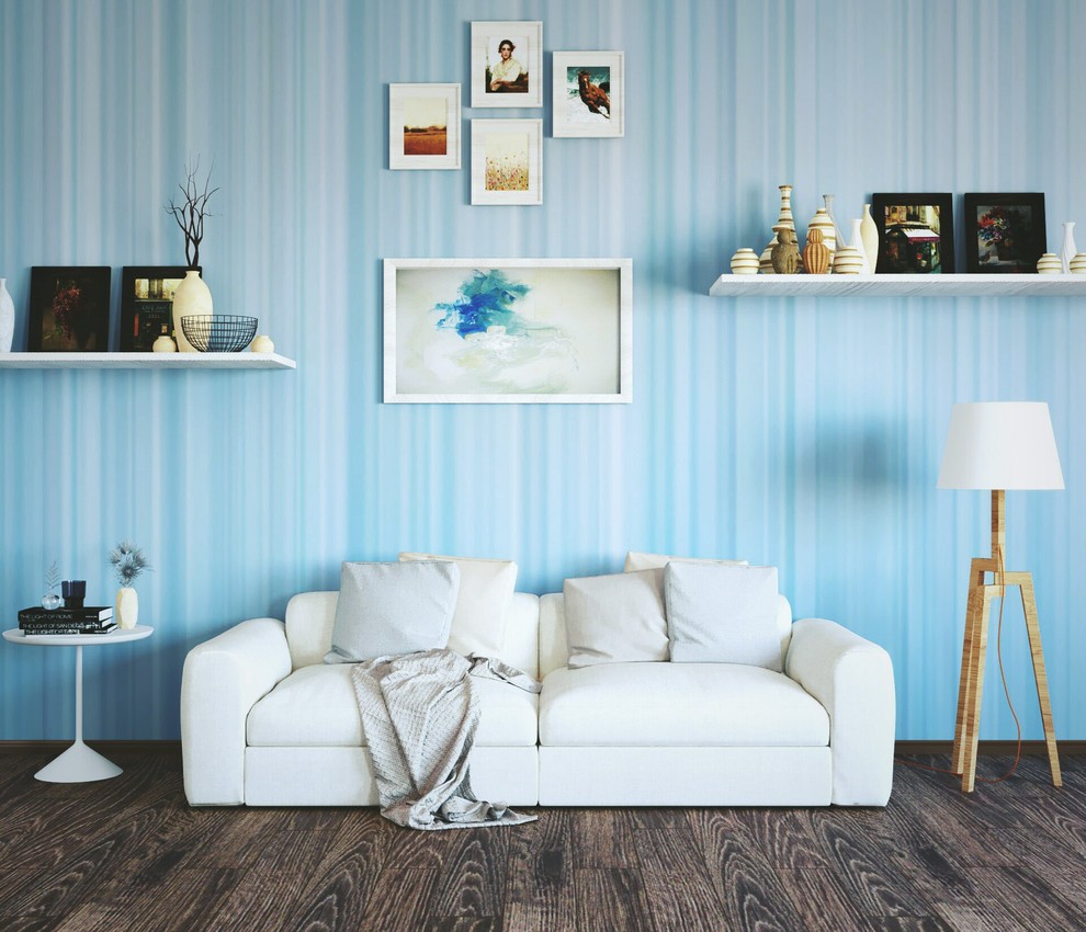 Гостиная в голубых тонах