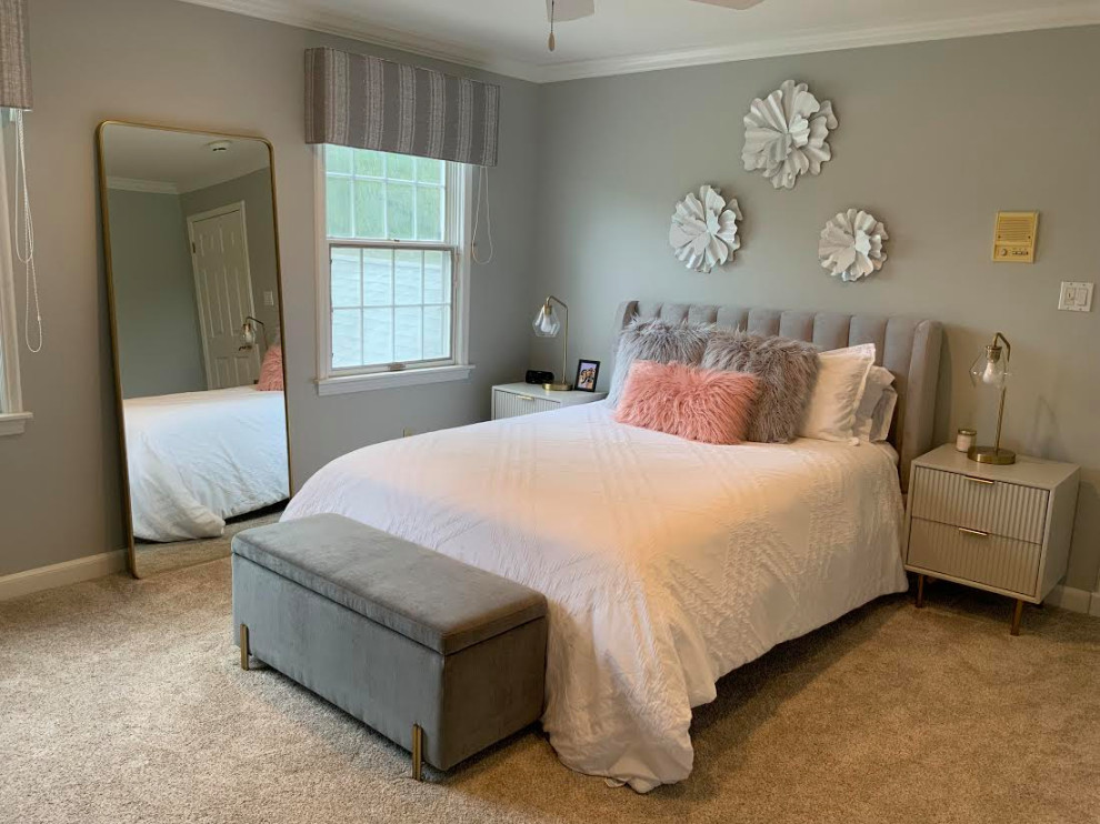 Teen Bedroom with Pops of Gray and Pink