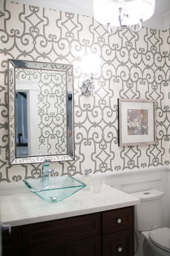 Design ideas for a contemporary powder room in Vancouver.