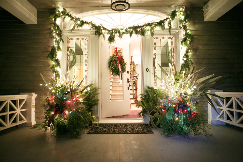 Inspiration for a traditional front door in Seattle with a single front door and a glass front door.