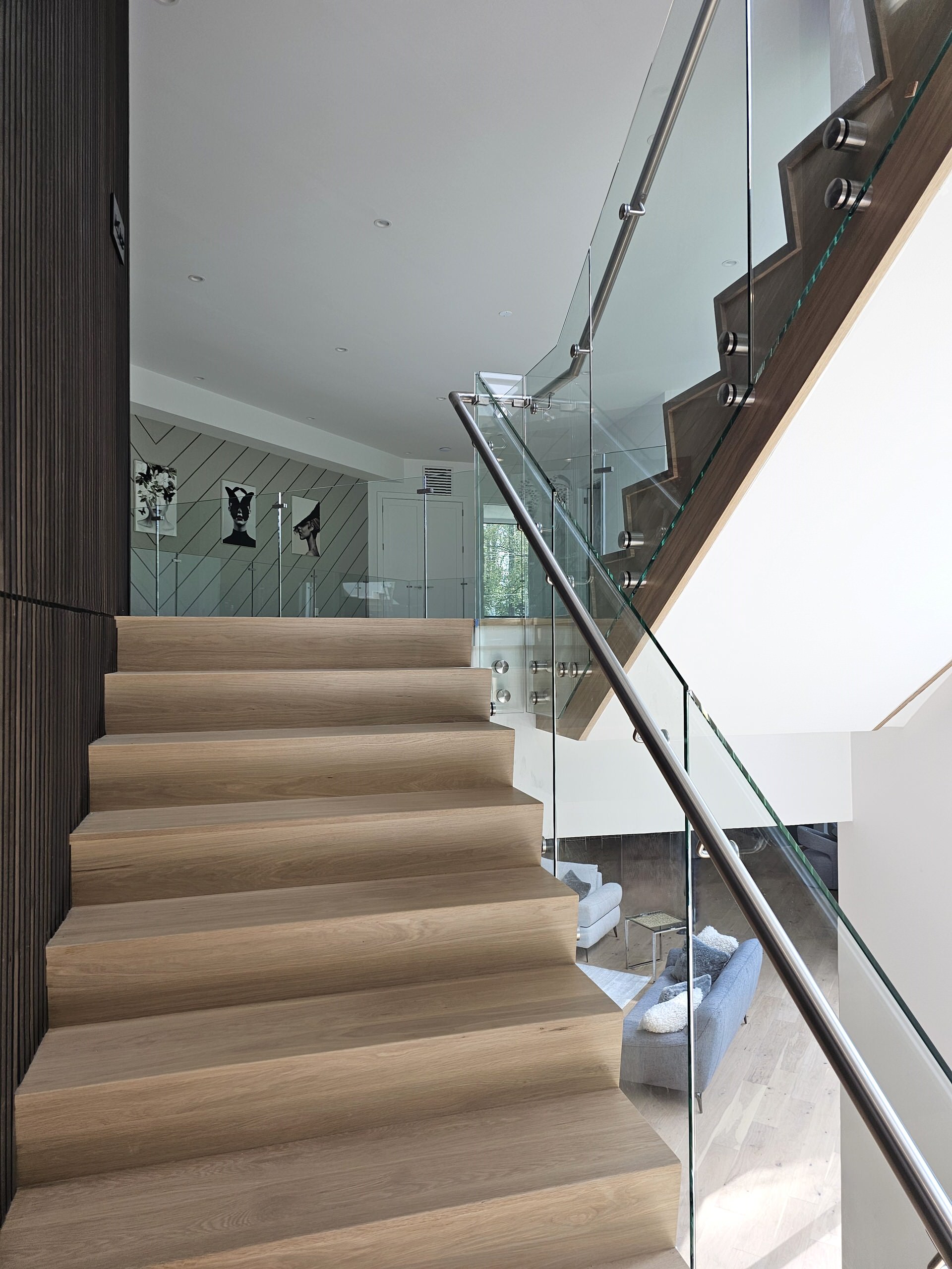 129_White Oak Slanted Riser Modern Stair, Mclean, VA 22102