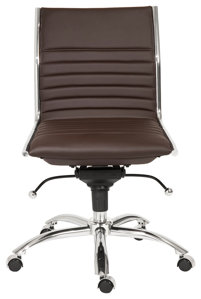 Armless Brown Leatherette Modern Office Chair