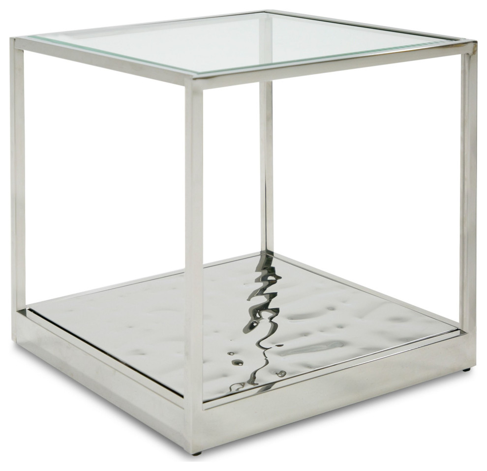 Modrest Braxton Contemporary Clear Wave Glass End Table Contemporary