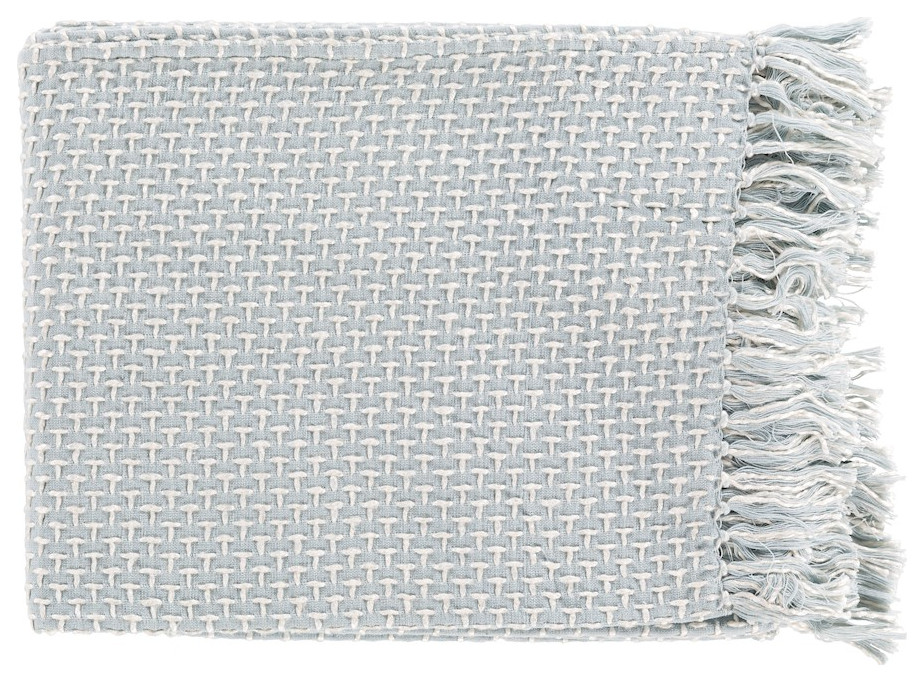 Tierney by Surya Throw Blanket, Denim/White Contemporary Throws