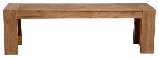 Benzara BM186134 Solid Acacia Wood Bench with Bracket Legs, Brown