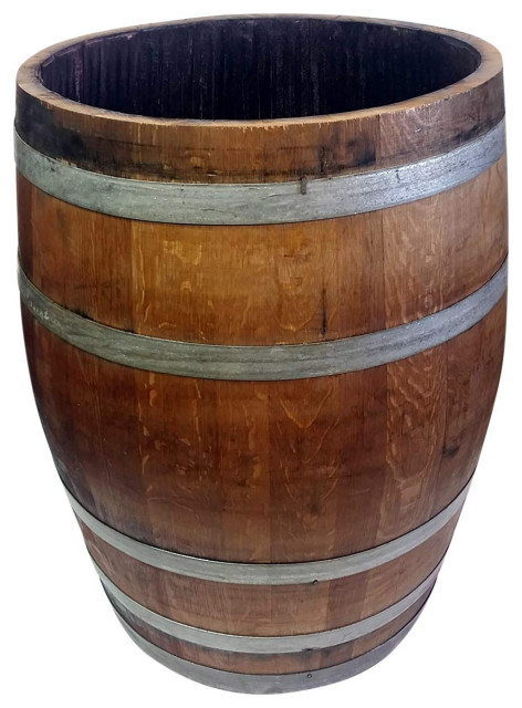 Lacquer Finished Extra Tall Wine Barrel Planter, 26"H x 26"W