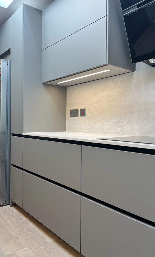 Easy Touch Taupe Modern Handleless Kitchen fitted in Solihull