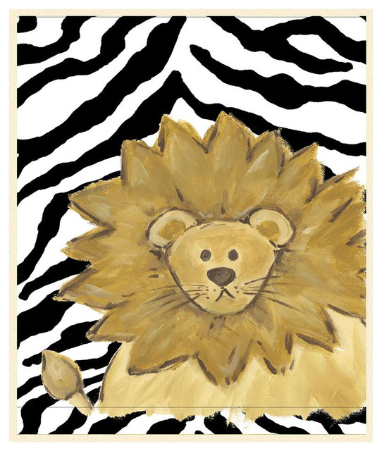 Lion with Black Zebra Stripes Rectangle Wall Plaque