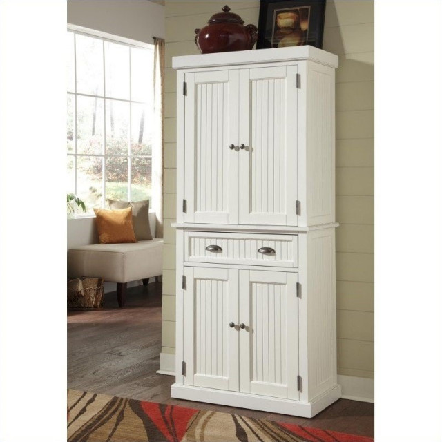 Home Styles Solid Wood Nantucket Pantry in Distressed White Finish