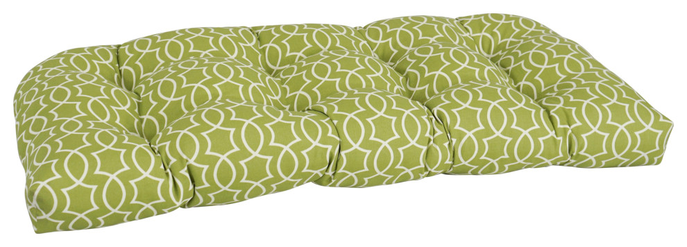 42"X19" U-Shaped Patterned Polyester Tufted Settee/Bench Cushion, Titan Kiwi