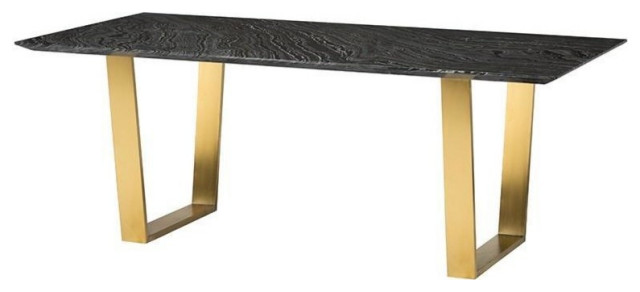 Amorina-Dining-Table-Black-Marble-Top-Brushed-Gold-Legs-78 - Contemporary - Dining  Tables - by Virgil Stanis Design | Houzz