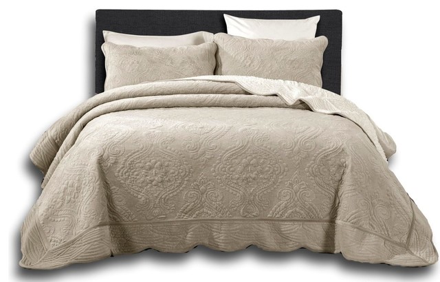 Elegant Micro Fleece Sherpa Floral Paisley Bedspread Blanket Set