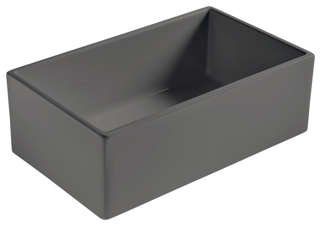Austen Farmhouse Fireclay 30" Single Bowl Kitchen Sink, Block Party Matte Gray