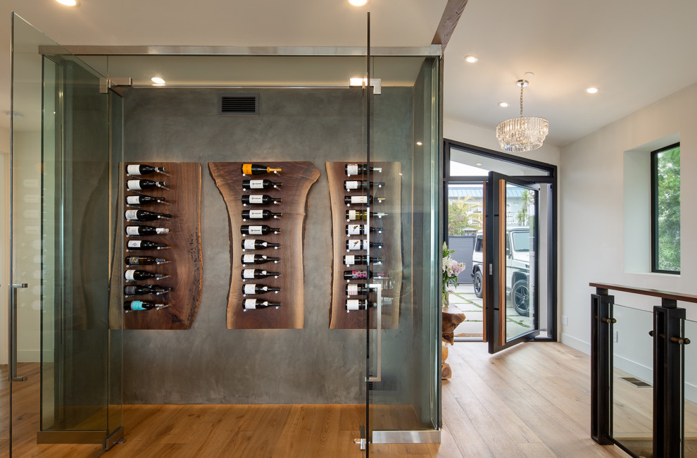 Example of a trendy wine cellar design in San Diego