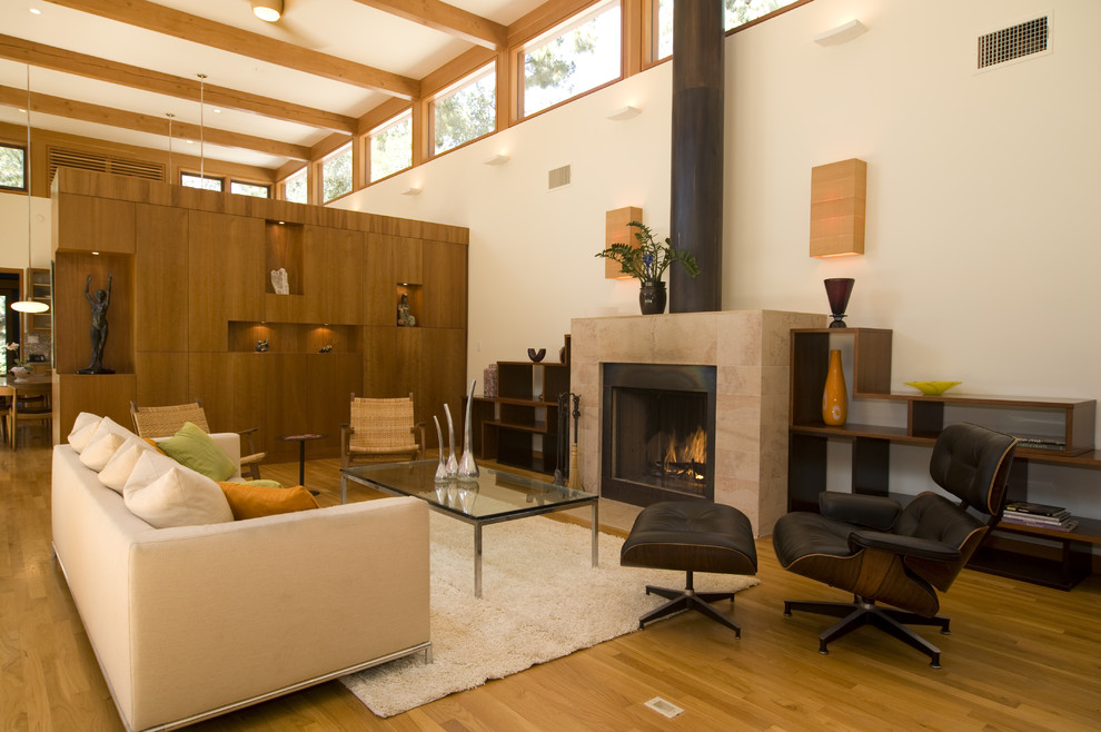 Design ideas for an expansive contemporary living room in Los Angeles with a standard fireplace.