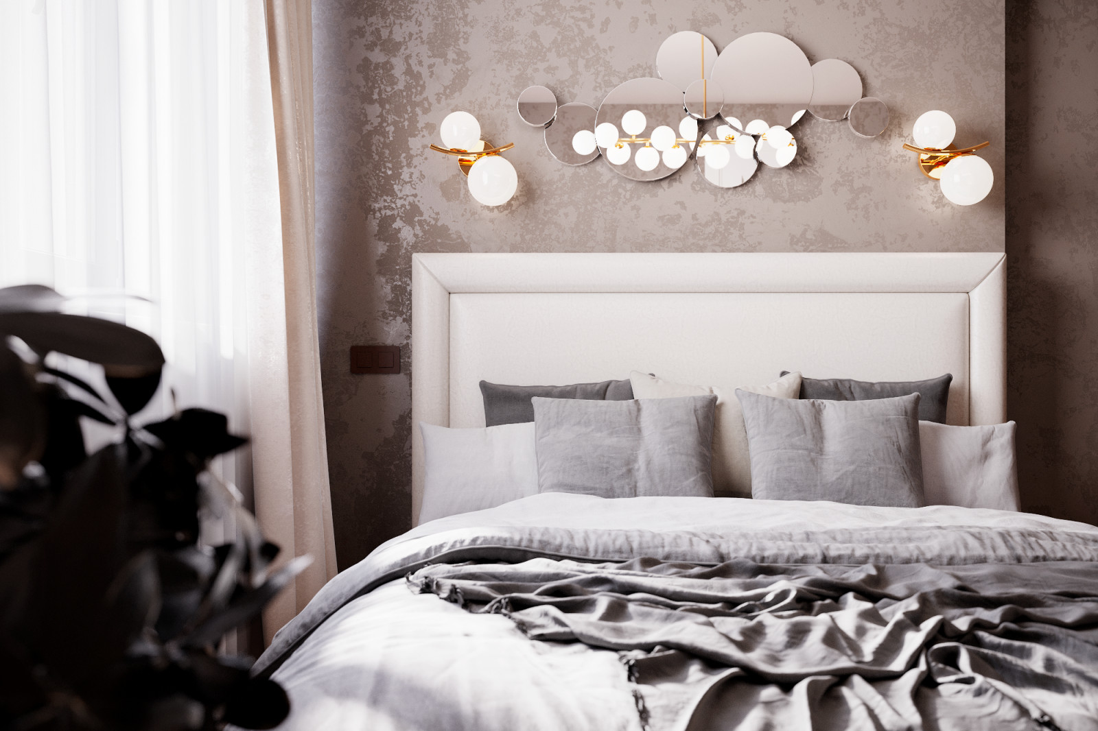 Спальня с гардеробной и балконом