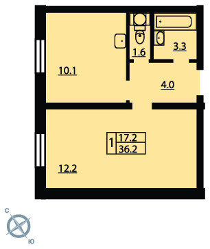 Прямая кухня со стиральной машиной в однокомнатную квартиру