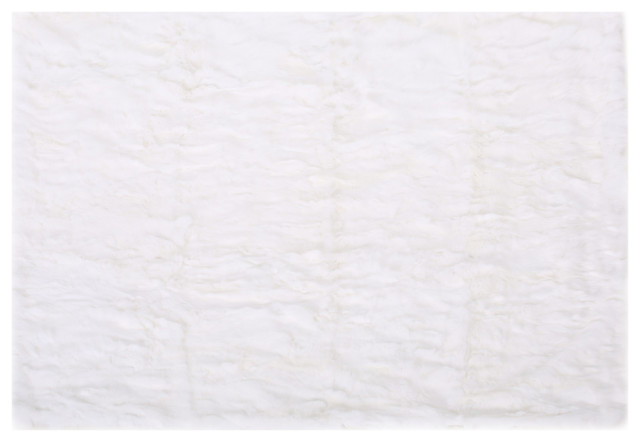 Lauren Glam Fur Throw Blanket, White