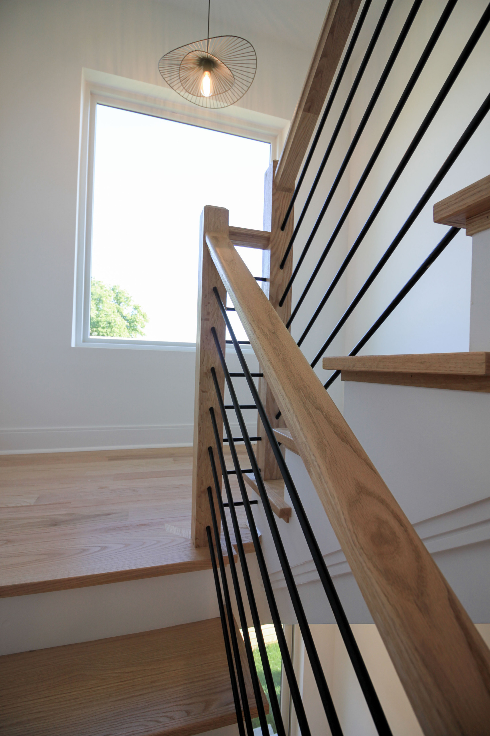 94_Neutral Color Floating Staircase with Metal Balusters, Bethesda MD 20817
