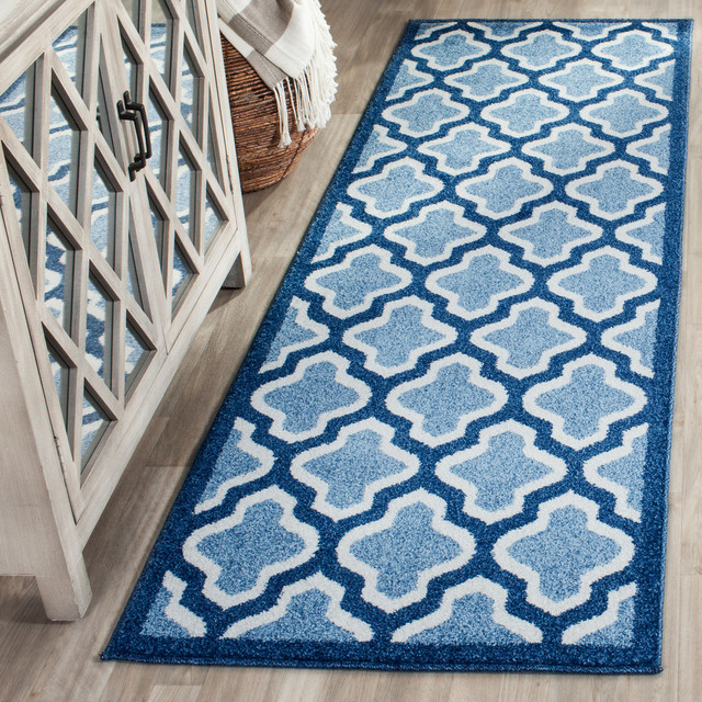 Safavieh Amherst Indoor Outdoor Rug Light Blue Navy 2 6 X4