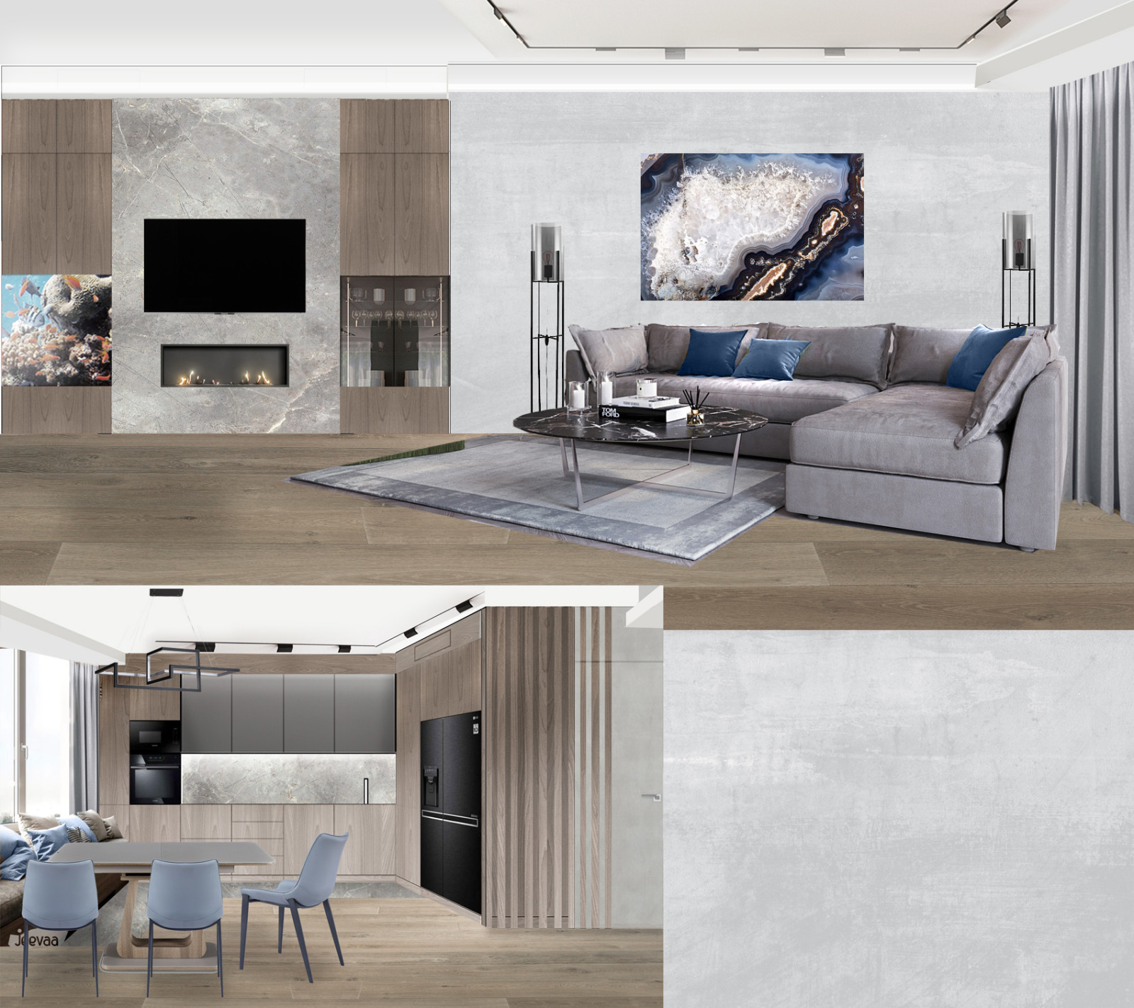 бетон и дерево