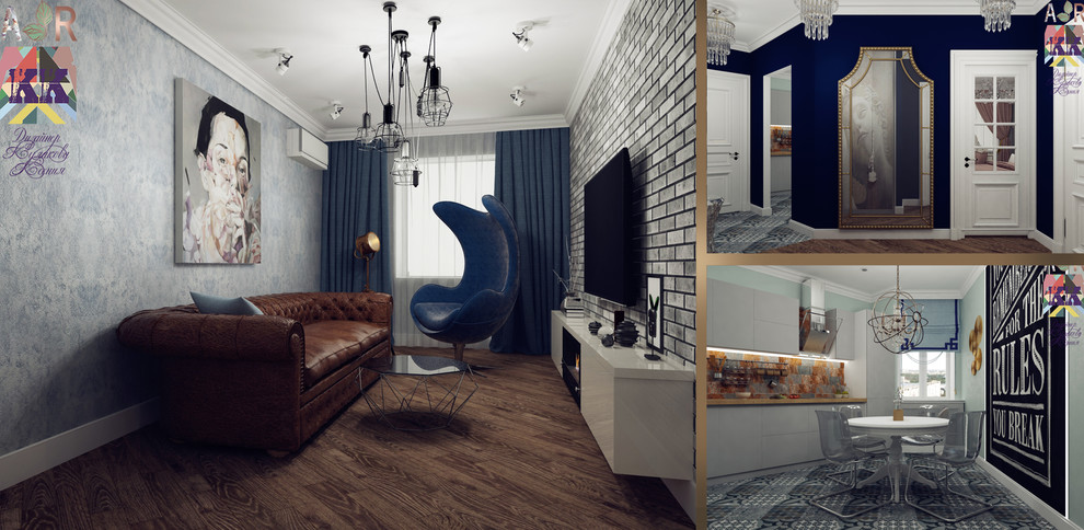 Молодежный проект, микс стилей, лофт с классическими деталями.