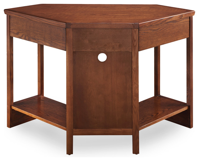 Rustic Oak And Slate Corner Computer Writing Desk
