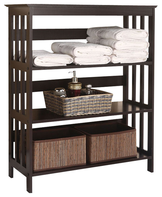 FreeStanding Espresso Wooden 3Tier Storage Bathroom Shelf  Bathroom Cabinets And Shelves  Houzz