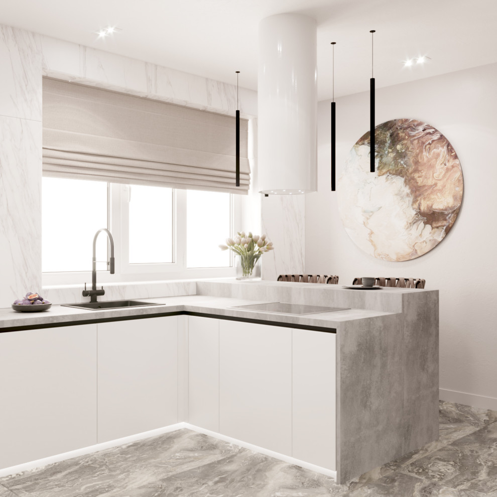 Кухня-гостиная в мягких оттенках