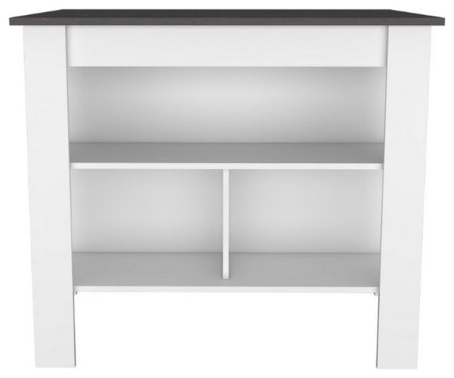 FM FURNITURE Brooklyn Kitchen Island White Color Engineered Wood