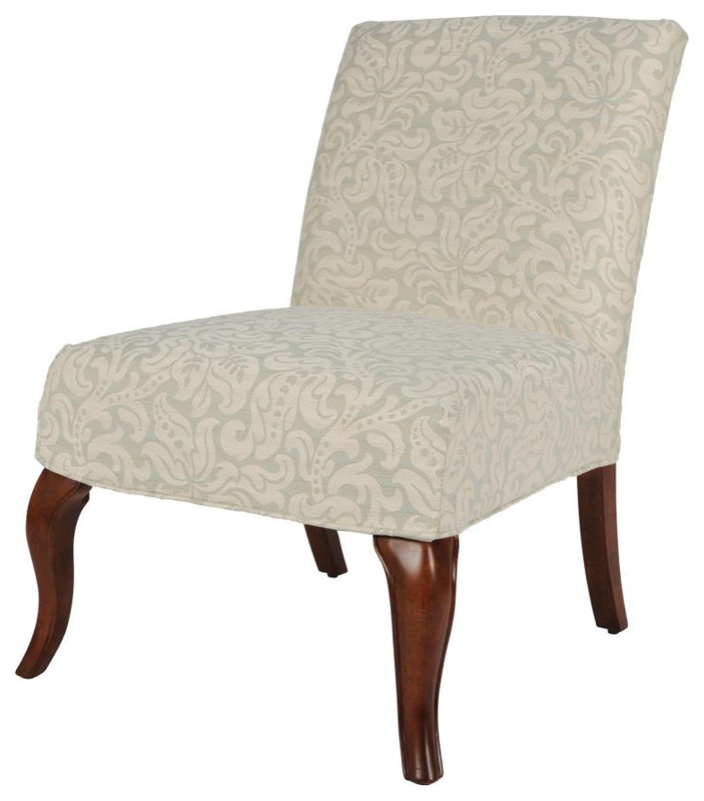Cream Floral Fabric Armless Chair Cover Only Made Of Made Of Imported