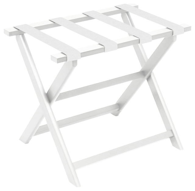 ECO Luggage Rack With 4 White Nylon Straps, White Contemporary Drying Racks by Gate House